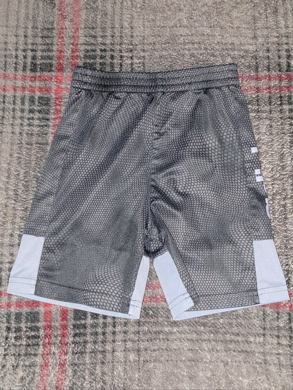 adidas Boy's Dark Gray Athletic Mesh Shorts with Light Gray Accents